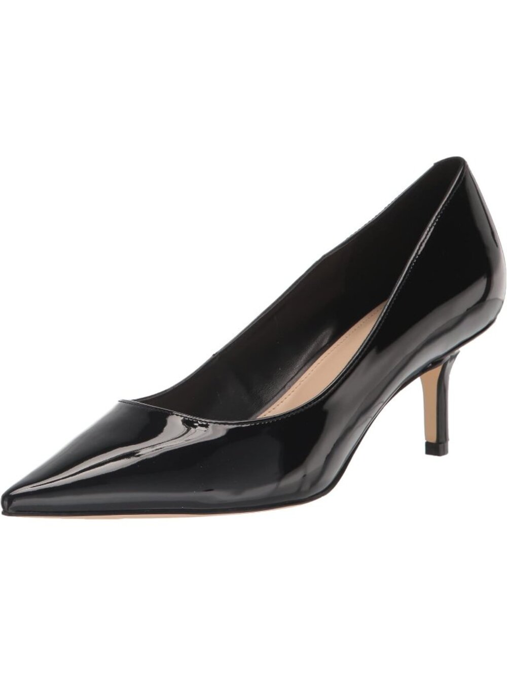 Women's Black Patent Pointed Toe Alola Dress Casual Pumps Pull On Heel Shoes